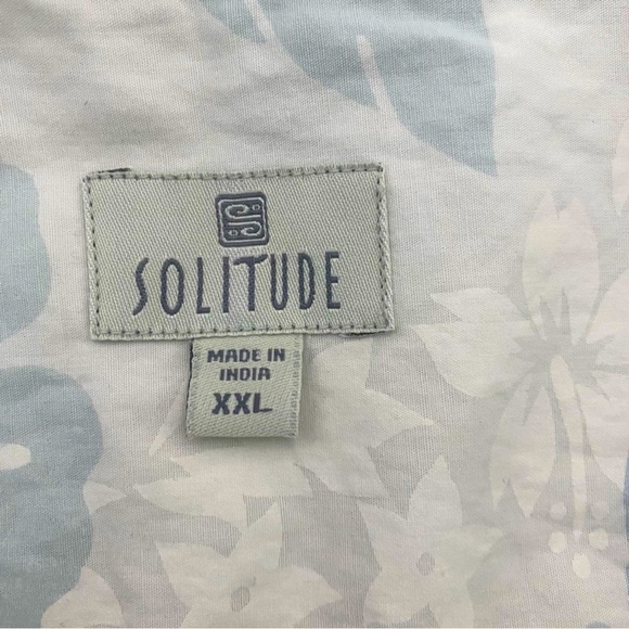 Solitude XXL Hawaiian Men’s Button Down Shirt 100% Cotton Light Gray - Picture 6 of 7